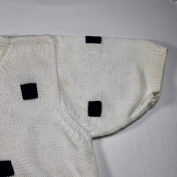 Vintage 1990s Brooks Brothers Knit Sweater Navy Blue Squares Short Sleeve AS IS - Picture 16 of 16